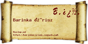 Barinka Írisz névjegykártya